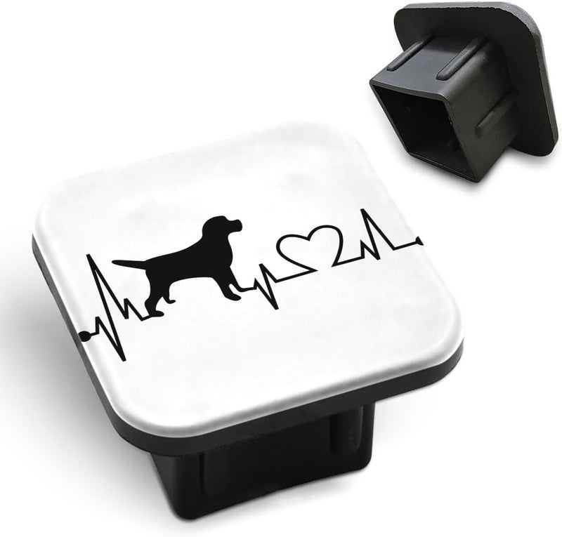Tnomchey Cute Dog Rubber Hitch Covers Dachshund Love Black White Heart Beat Line Pet Trailer Hitch Cover Tube Plug Insert Cap Fit for 2" Receivers Car Exterior Accessories Tow Hitch Cover - Image 1